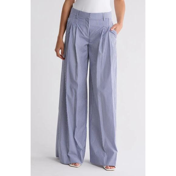 TWP Didi White and Navy Stripe Wide Leg Pants - Picture 1 of 12